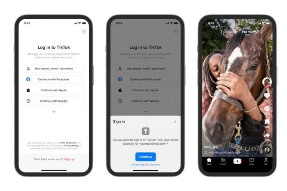 TikTok Introduces Passkey Login Compatibility for iOS Devices