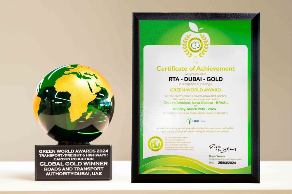 RTA's Route 2020 Earns Global Gold at Green World Awards for Environmental Sustainability