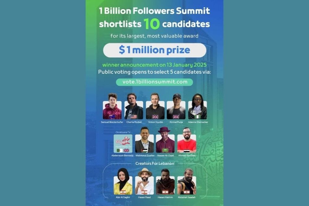 1 Billion Followers Summit Shortlists 10 Content Creators for US$1 Million One Billion Award