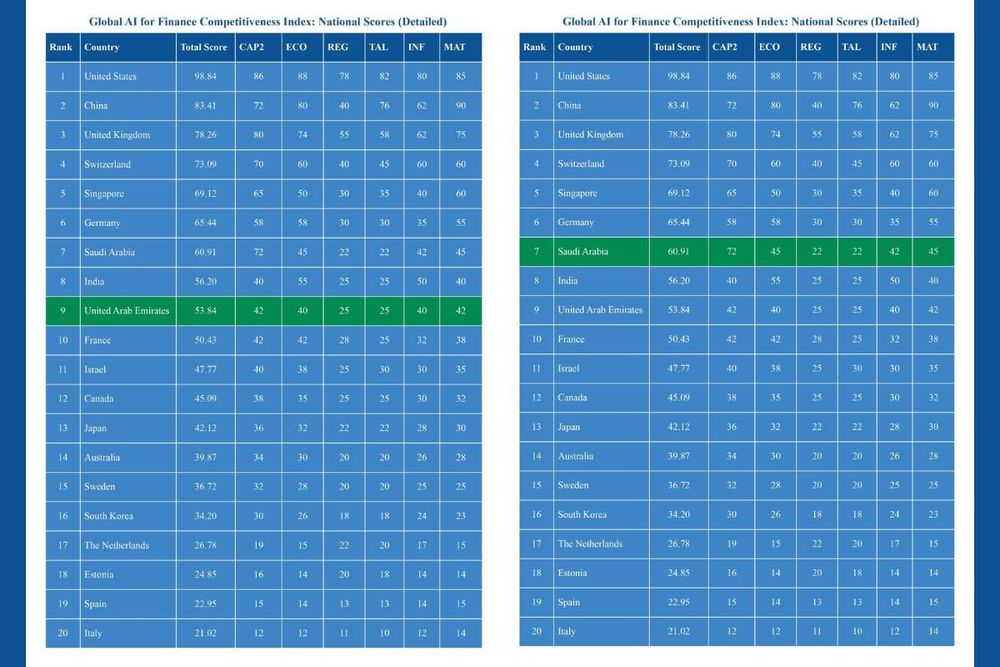 KSA and UAE Among Top 10 Nations in Global AI for Finance Competitiveness Index