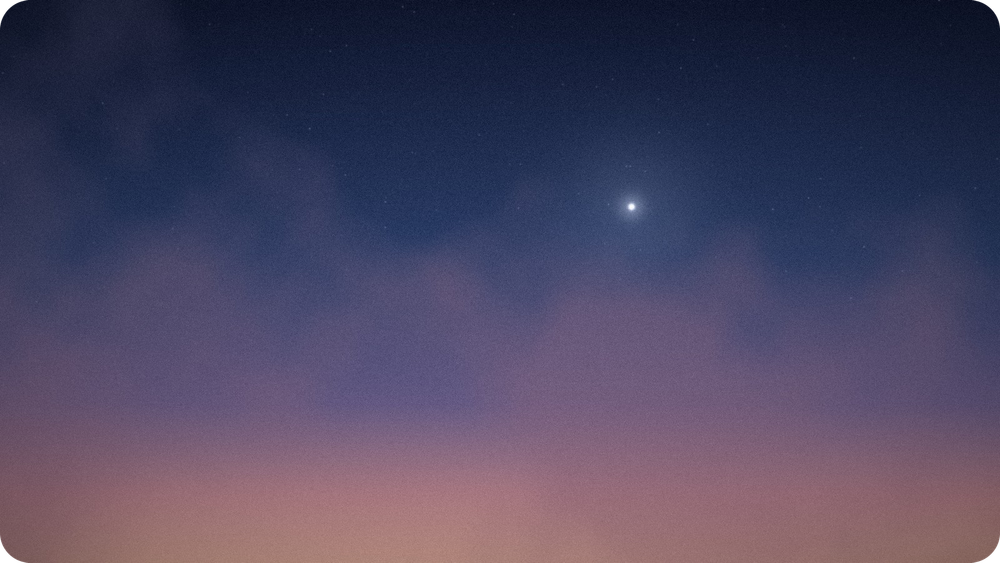 Venus shining alone in a navy and rose twilight sky