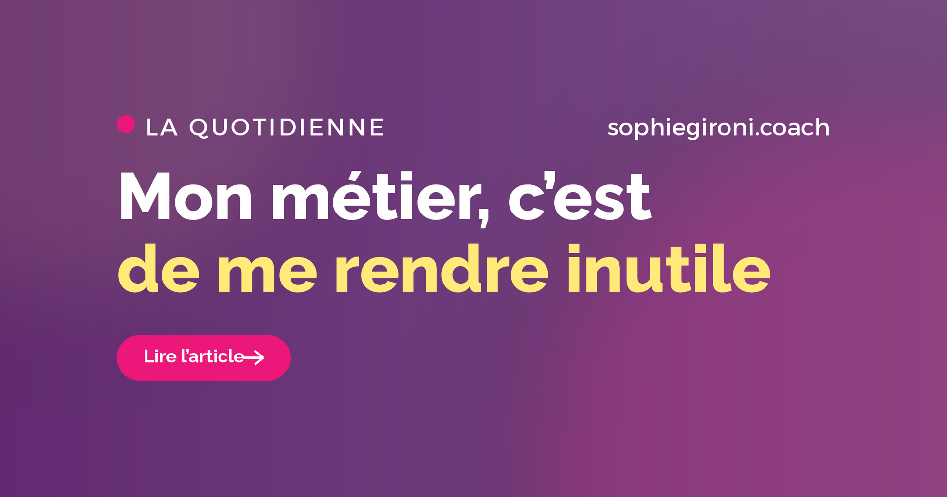 Comment j'aide les femmes à sortir de cette impasse