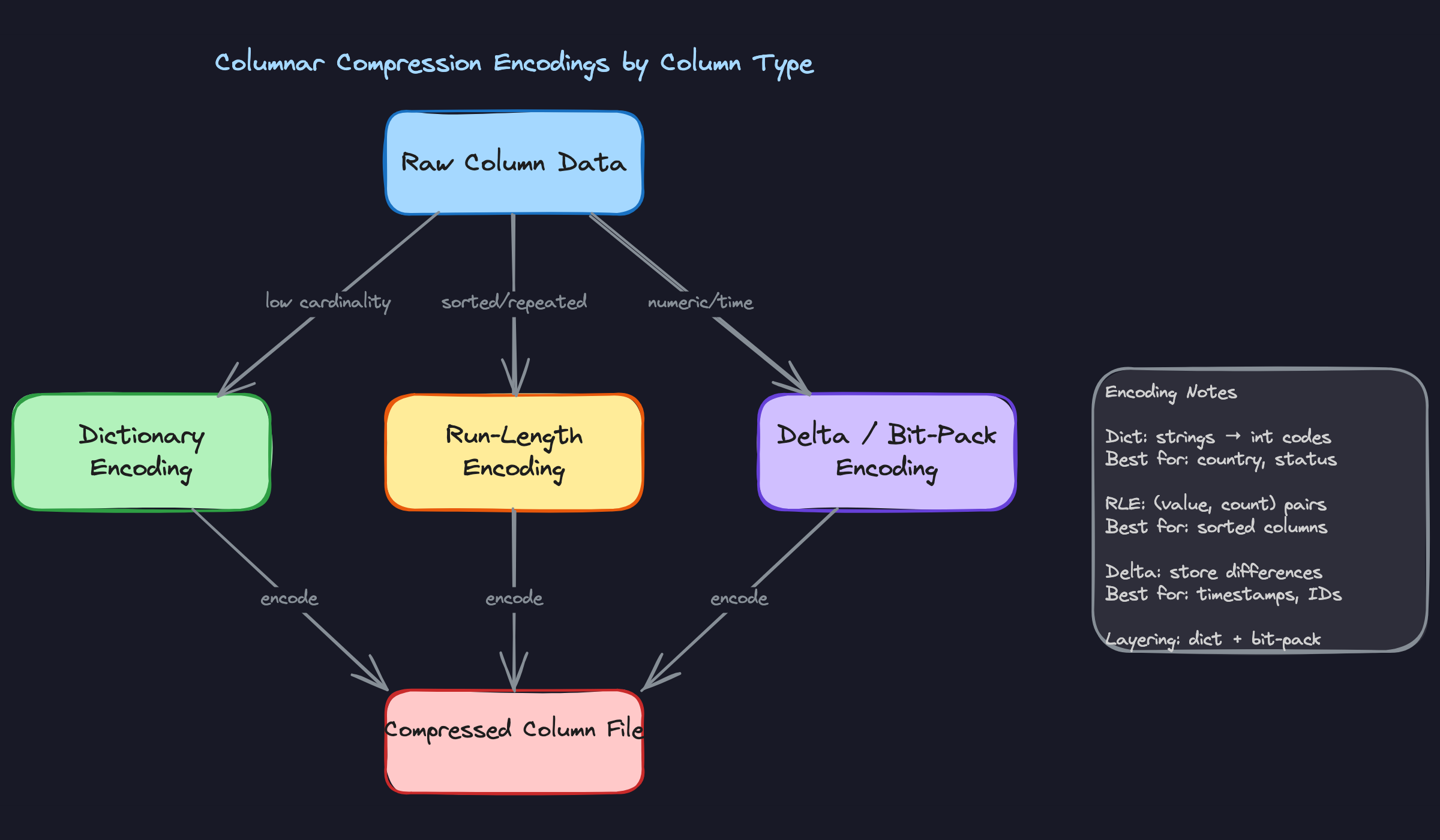 Columnar Compression Encodings by Column Type Columnar Compression Encodings by Column Type