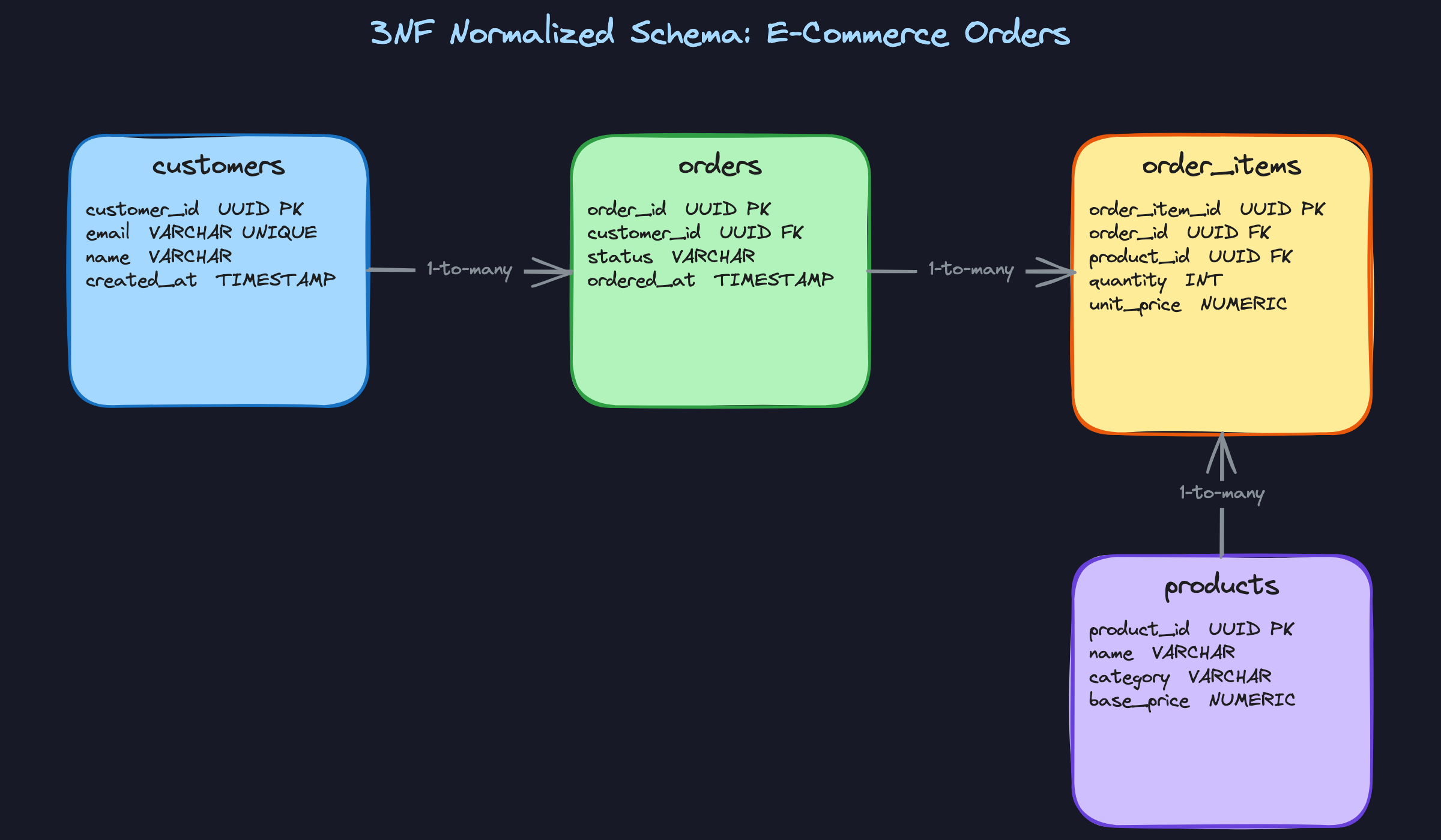 3NF Normalized Schema: E-Commerce Orders 3NF Normalized Schema: E-Commerce Orders
