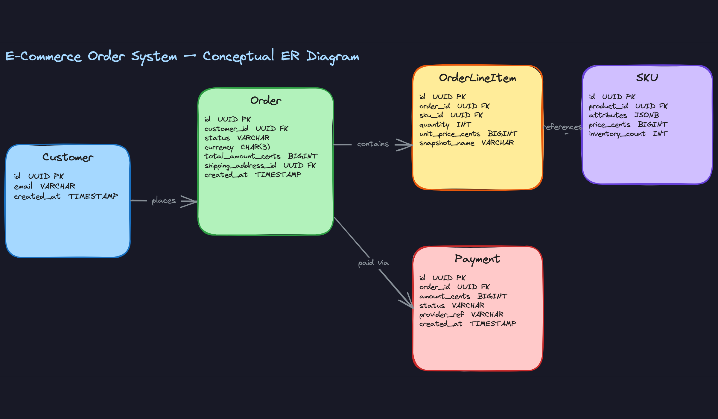 E-Commerce Order System — Conceptual ER Diagram E-Commerce Order System — Conceptual ER Diagram