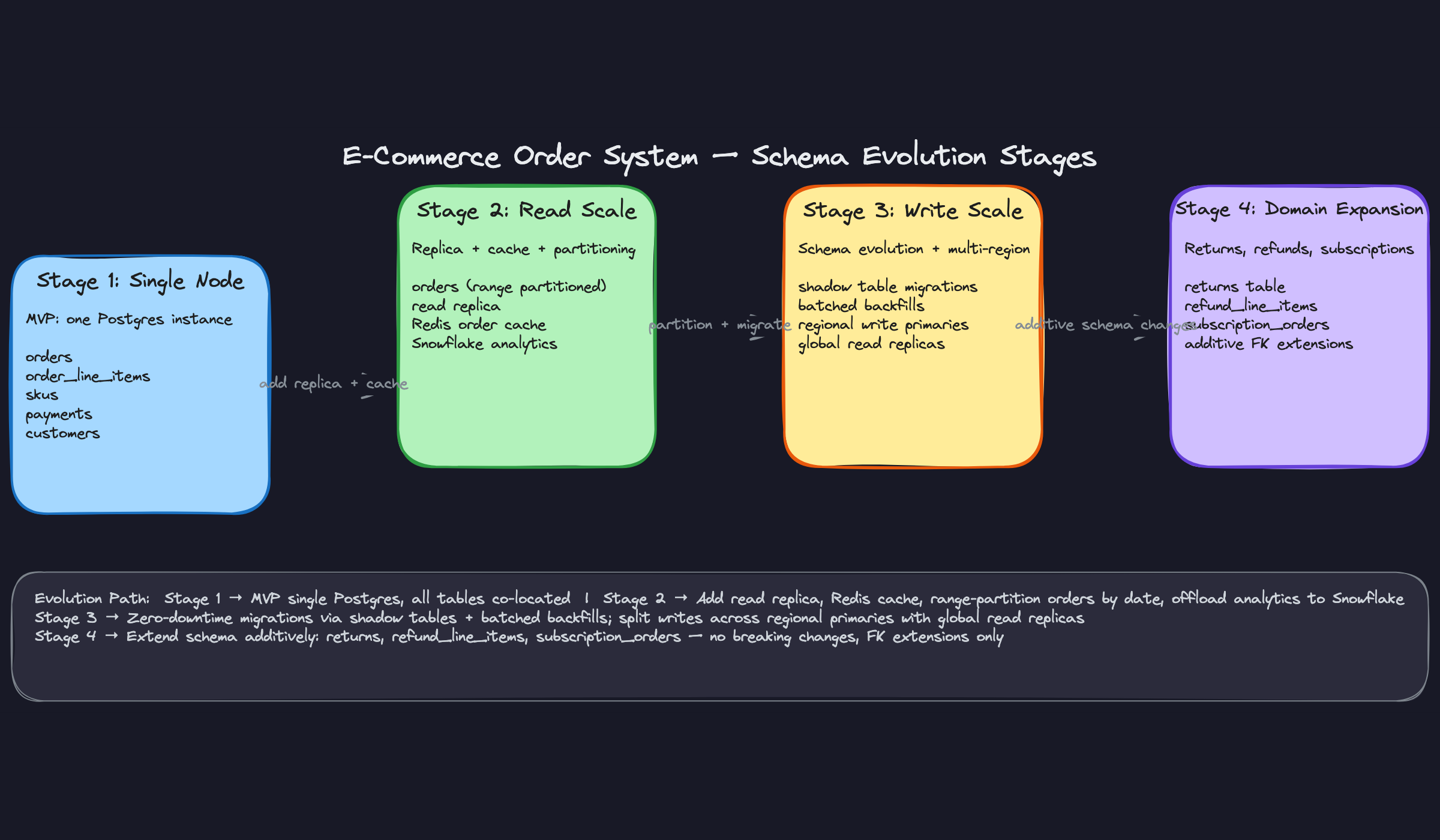 E-Commerce Order System — Schema Evolution Stages E-Commerce Order System — Schema Evolution Stages