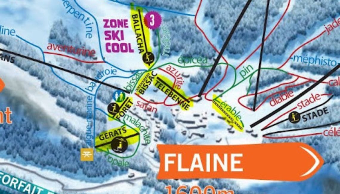 Map showing which lifts the beginners lift pass covers
