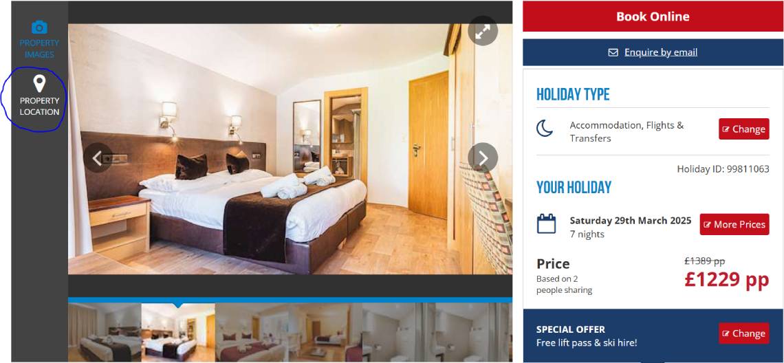 Screen shot of Iglu Ski property page