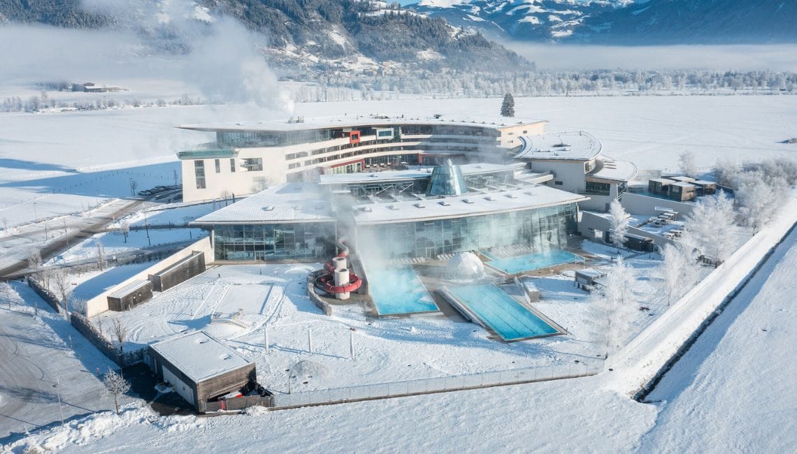 Drone view of TAUERN Spa in Kaprun