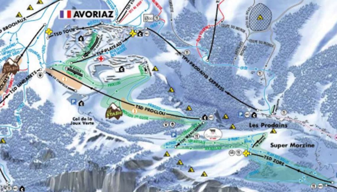Piste map showing where first-time beginners will feel most comfortable