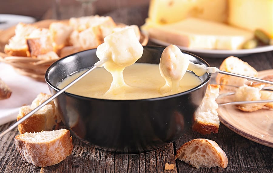 Cheese fondue up close