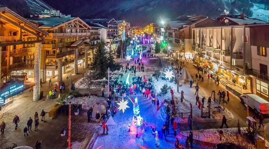 Aerial shot of Val d'Isere's high street