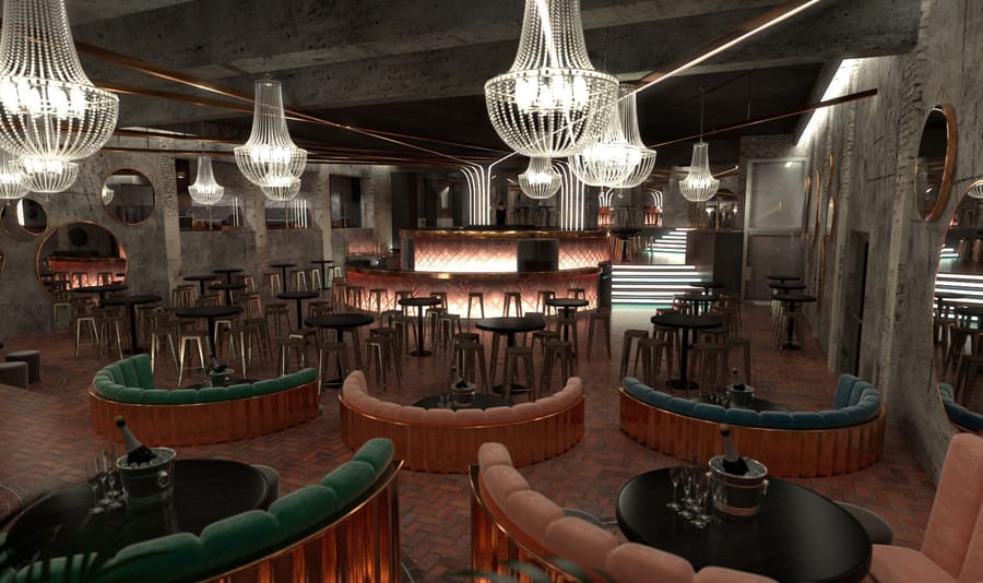 CGI of Folie Douce Chamonix hotel bar