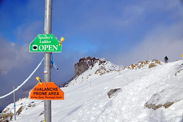 Sign showing the 'Spanky's Ladder' ski run in Whistler