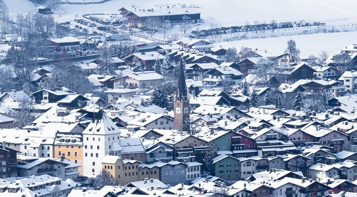 Kitzbuhel town under blanket of snow
