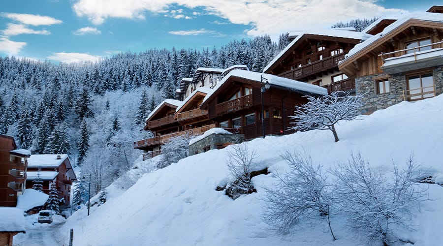 Chalets on mountainside in La Tania