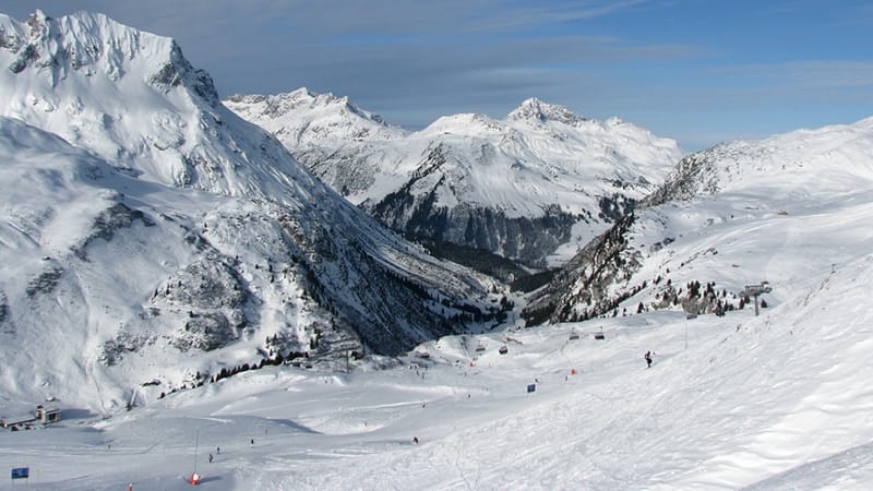 St Anton ski area with dramatic mountain scenery