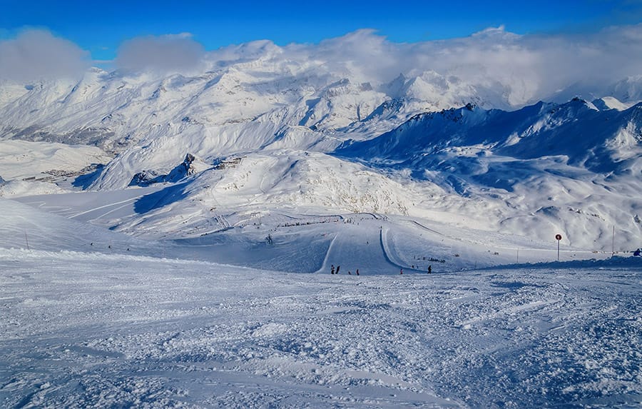 Wide ski slope on the Grande Motte glacier