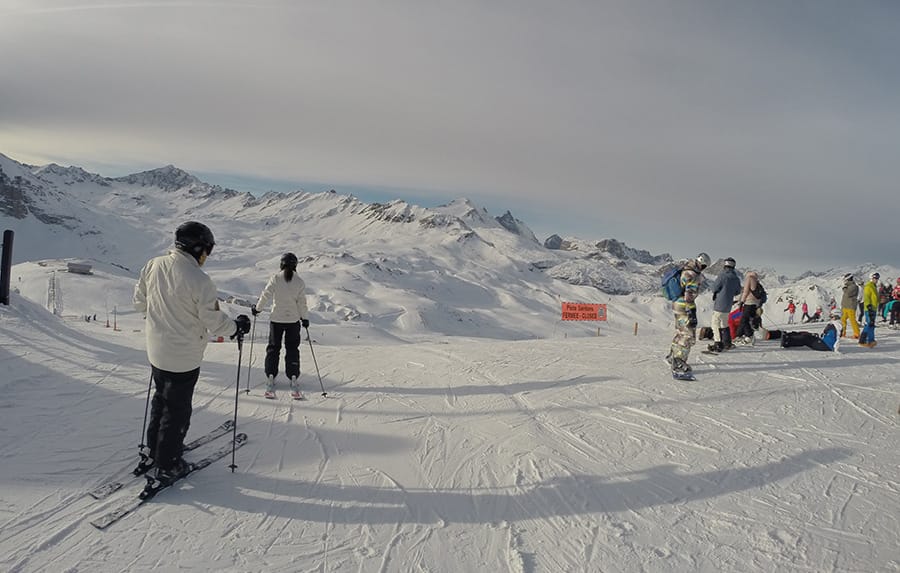 Skiers gather at start of Tignes Diebold run