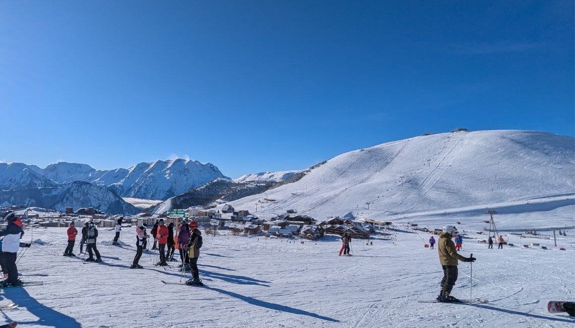 Alpe dHuez ski resort from the nearby green slopes
