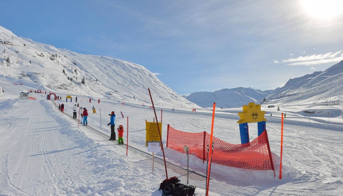 Zurs beginner area with magic carpet