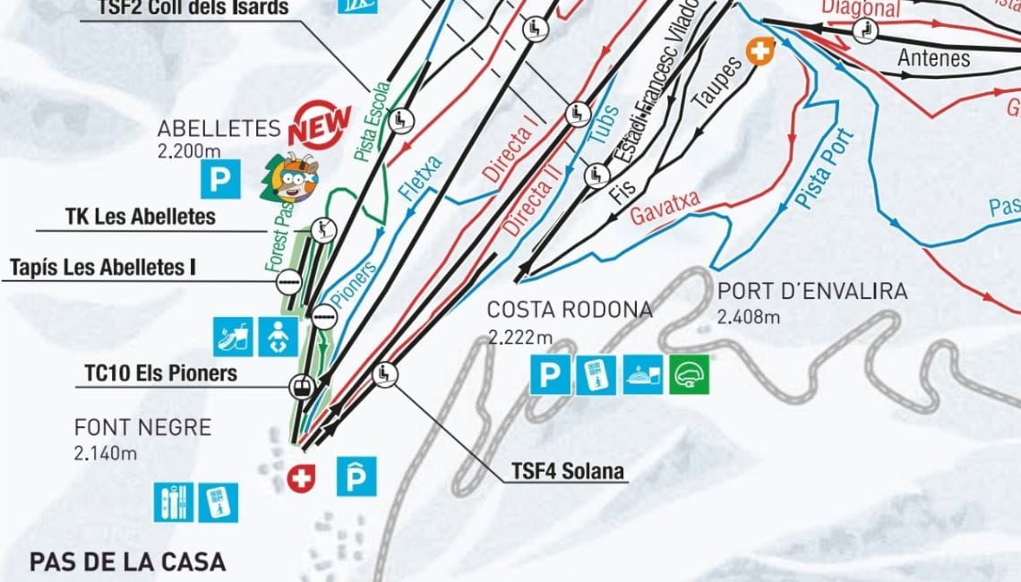 Zoomed in piste map showing beginner area