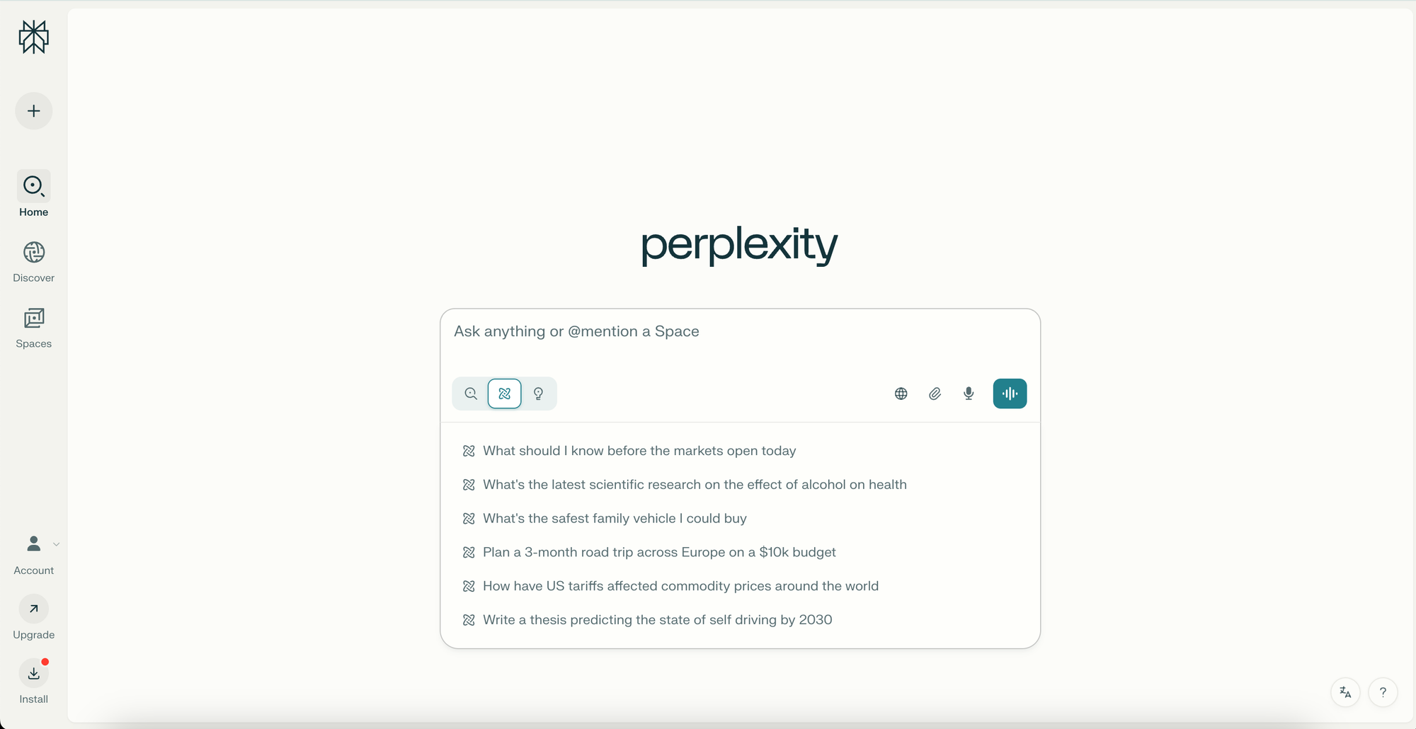 Perplexity ai deep research chat ui