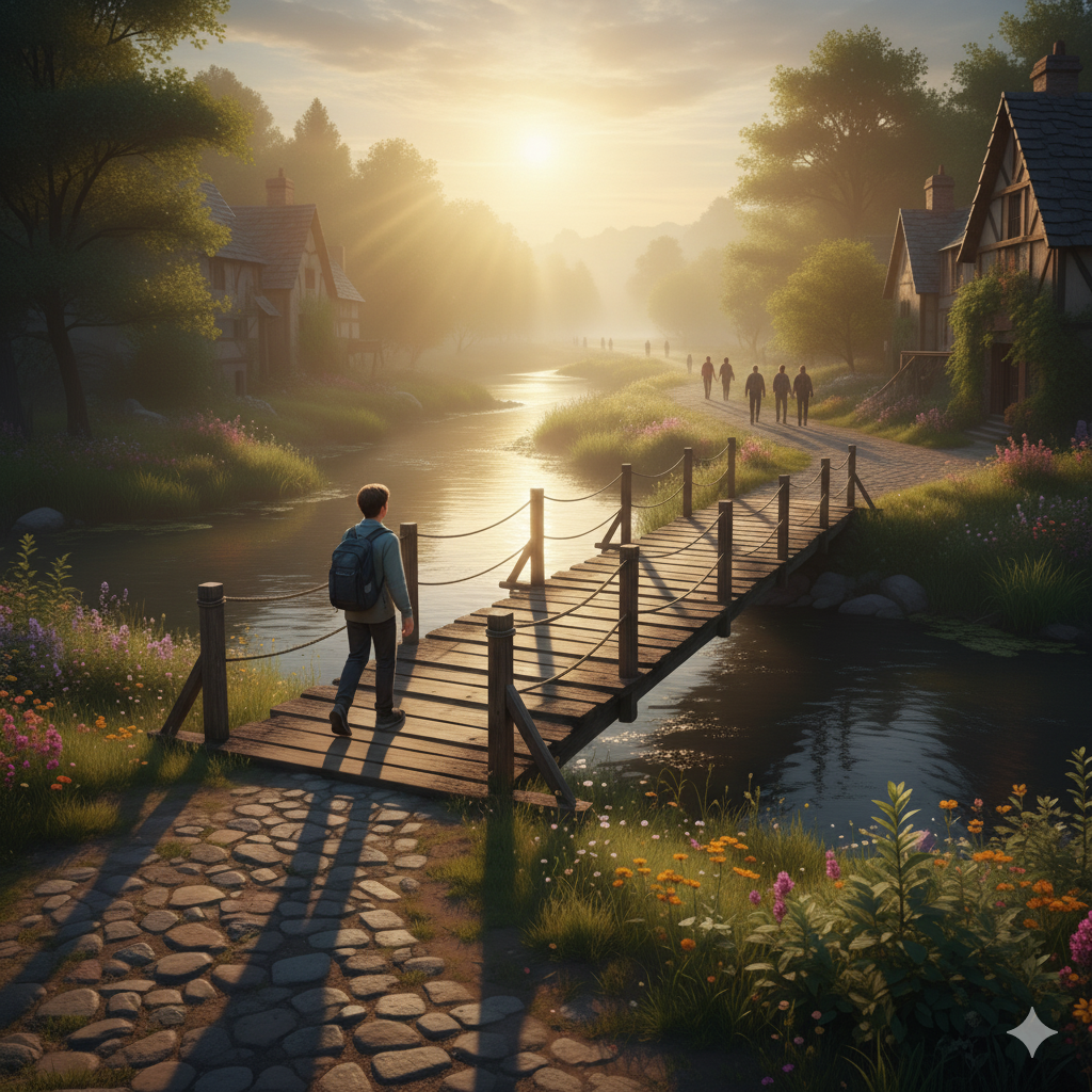 Villager linked back to her village by bridge