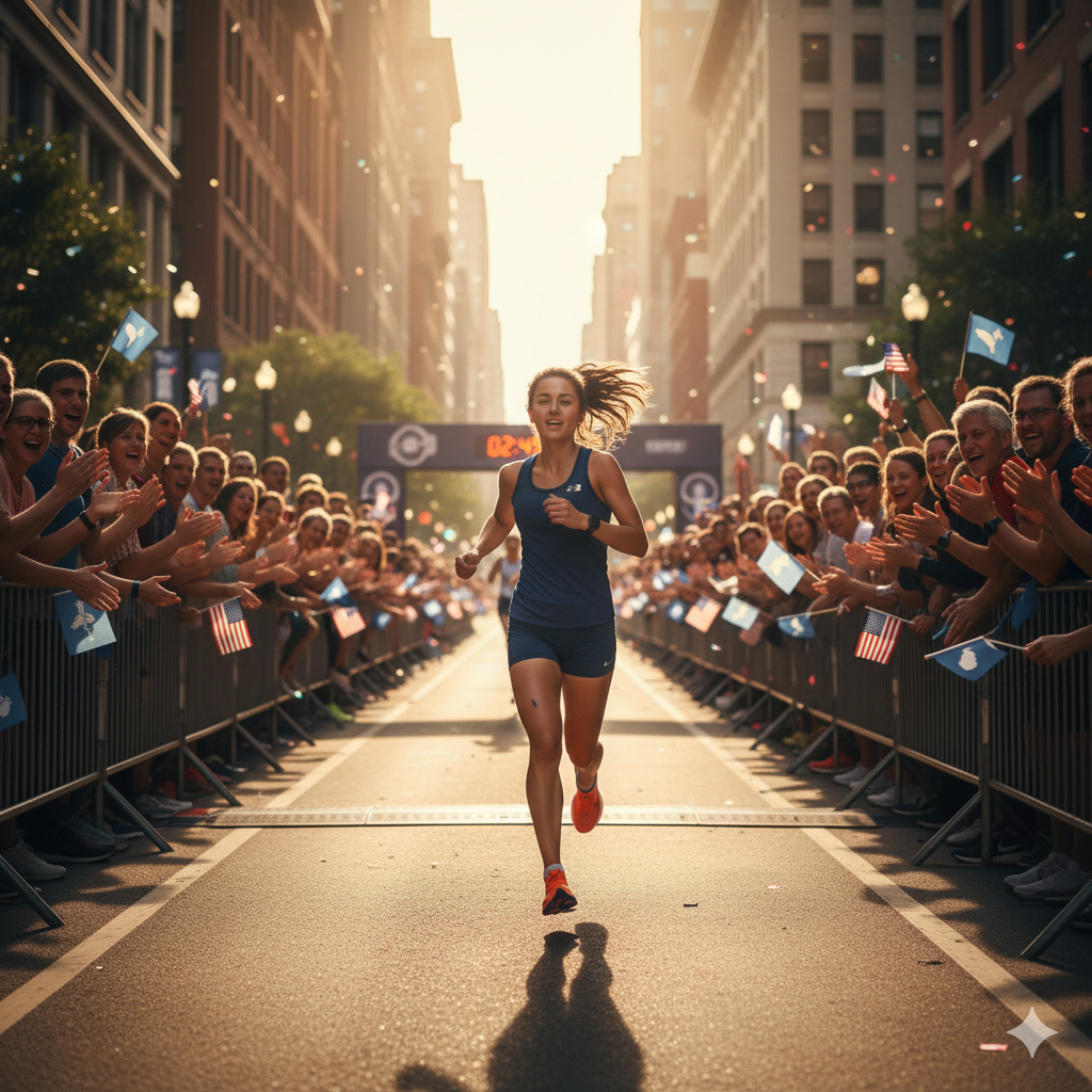 Outside support from fans cheering on runner