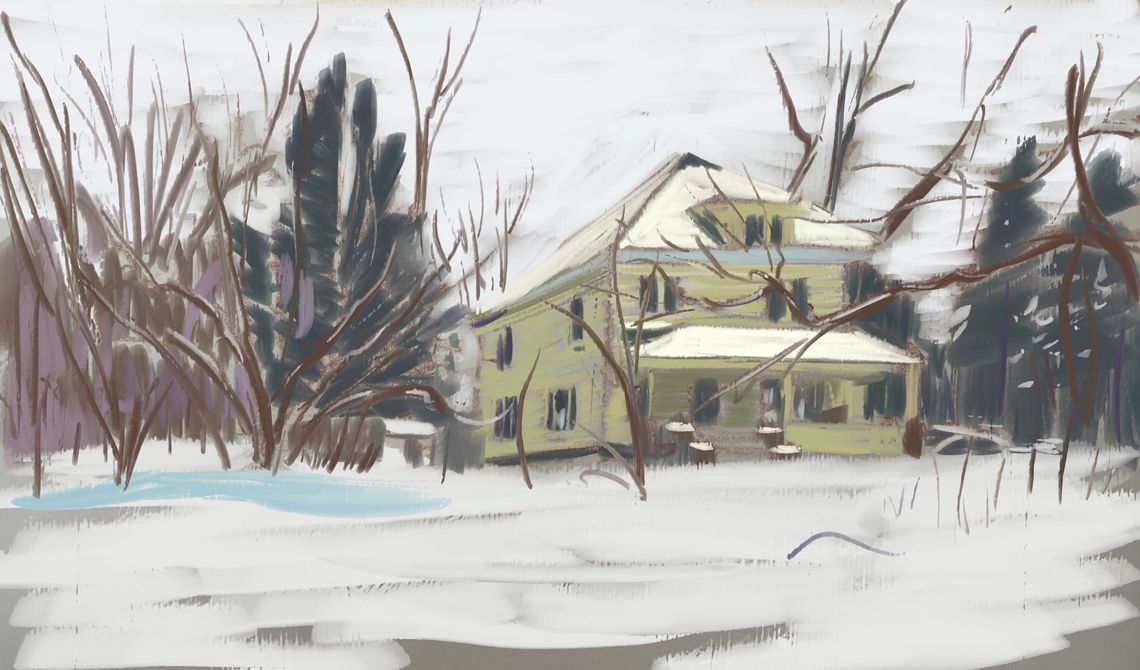 Yellow House Sketch With Yellow