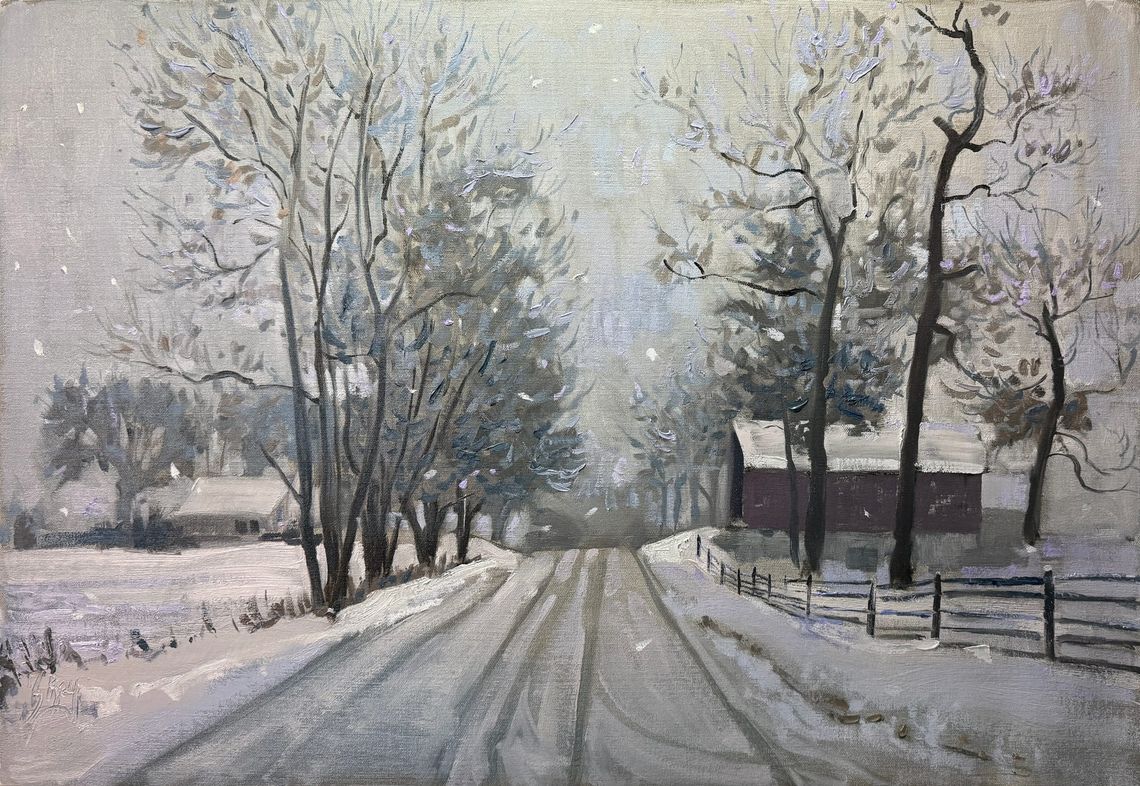 Snow on A Winter Backroad