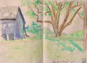 Landscape and a Flower Sketch