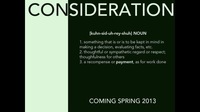 Movies You Want To Make: “Consideration”