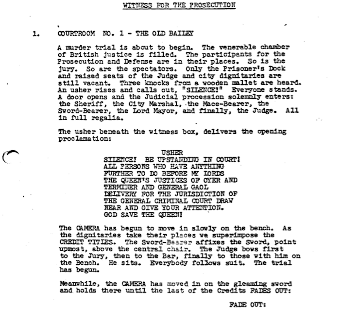 Page One: “Witness for the Prosecution” (1957)