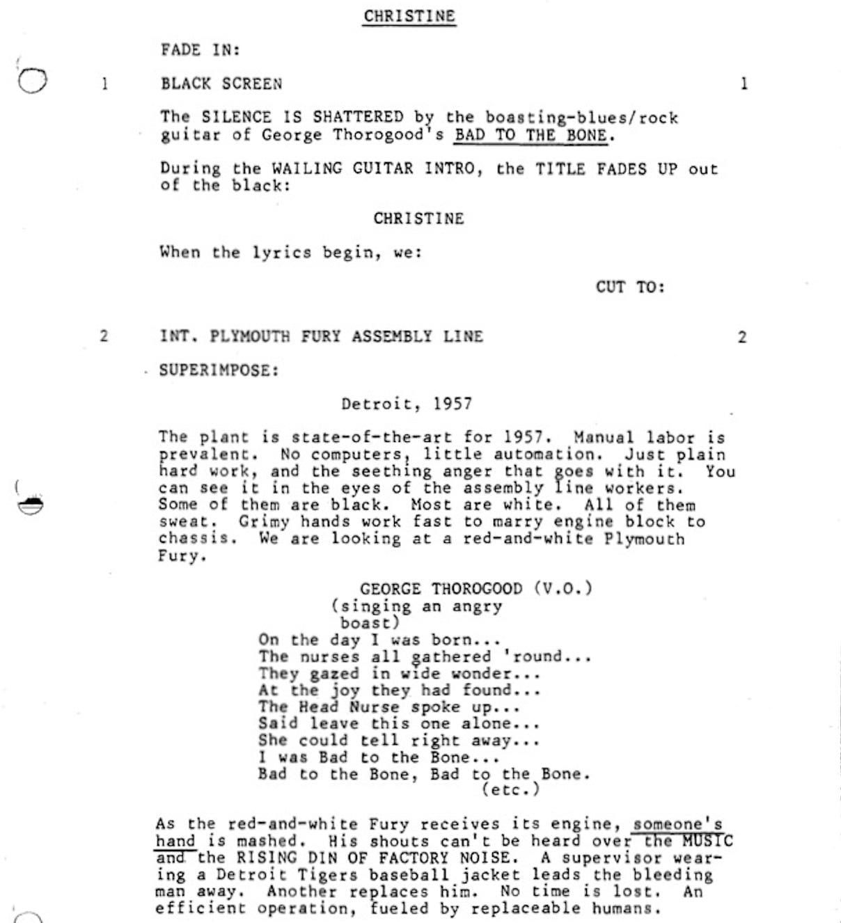 Page One: “Christine” (1983)