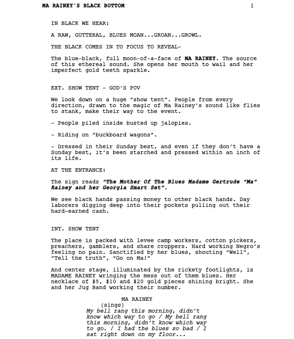 Page One: “Ma Rainey’s Black Bottom” (2020)