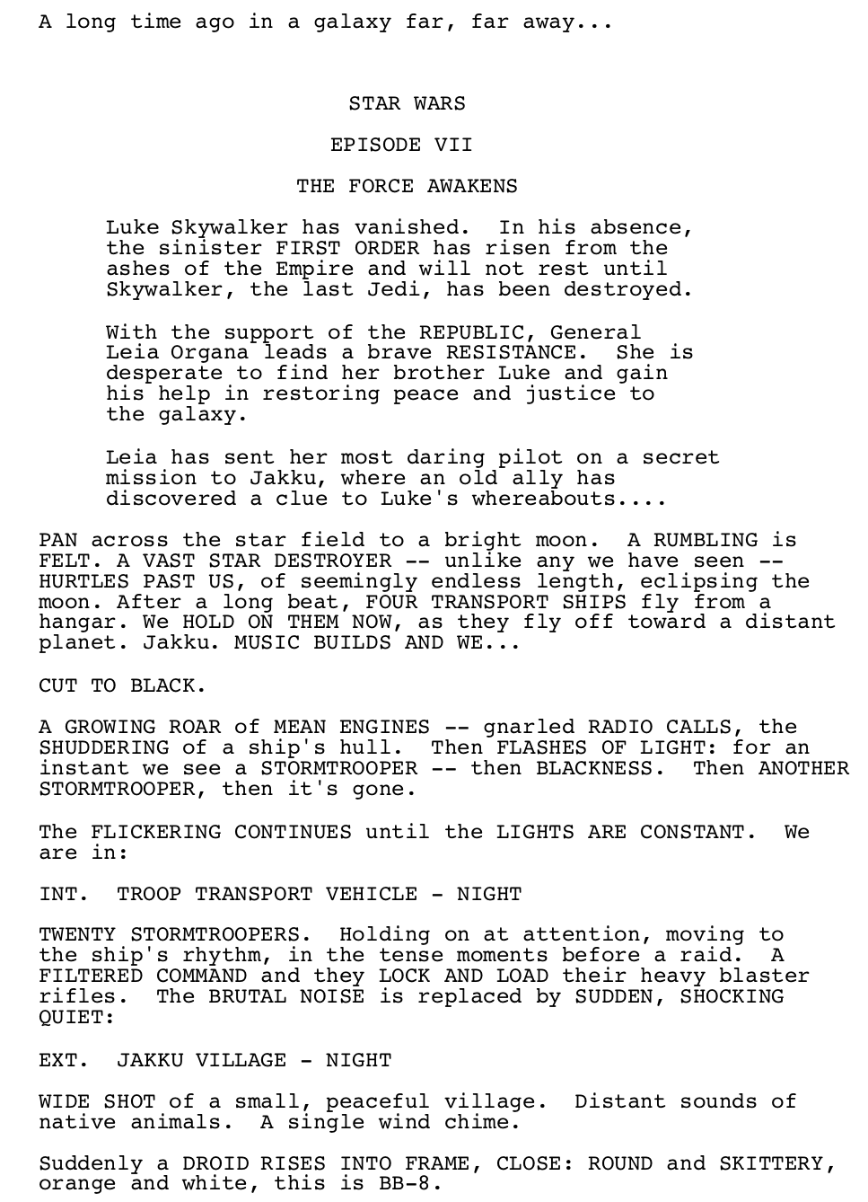 Page One: ‘Star Wars: Episode VII — The Force Awakens’ (2015)