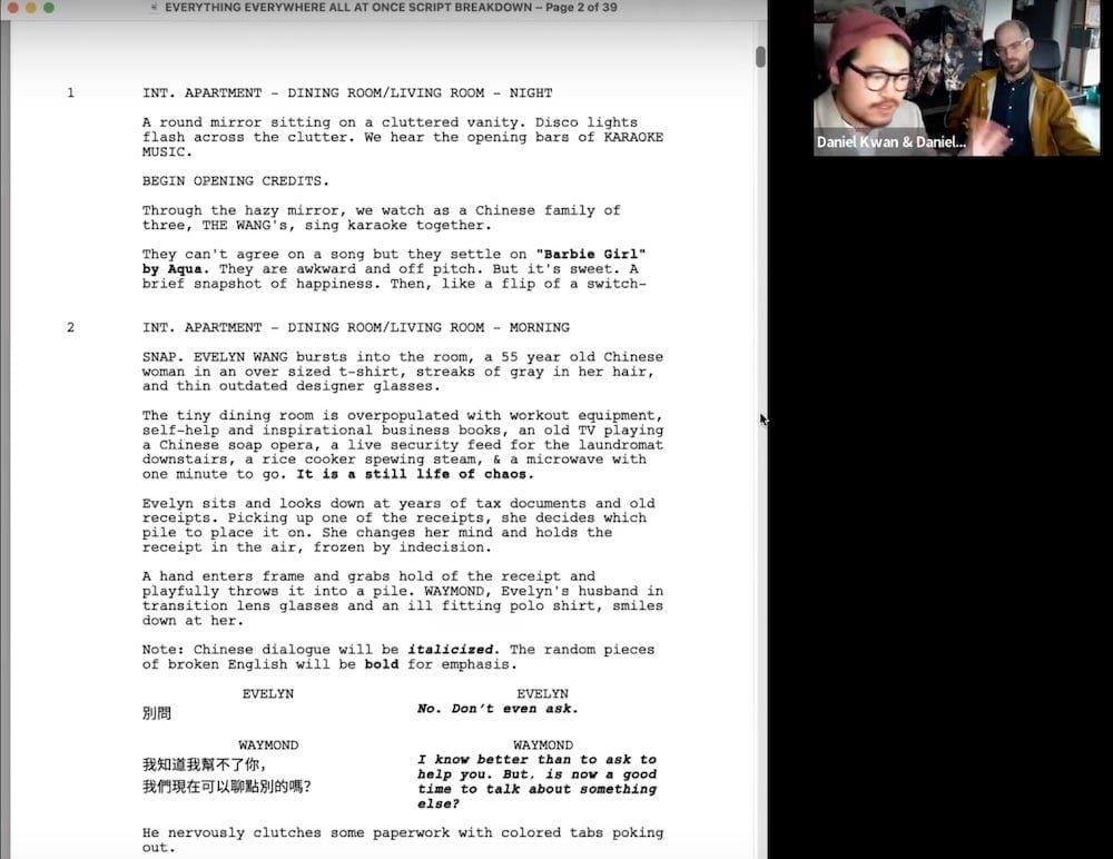 Video: Script Breakdown with Everything Everywhere All At Once’s Daniel Kwan & Daniel Scheinert