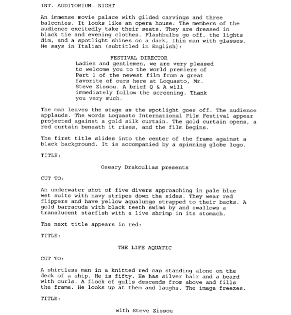 Page One: “The Life Aquatic of Steve Zissou” (2004)