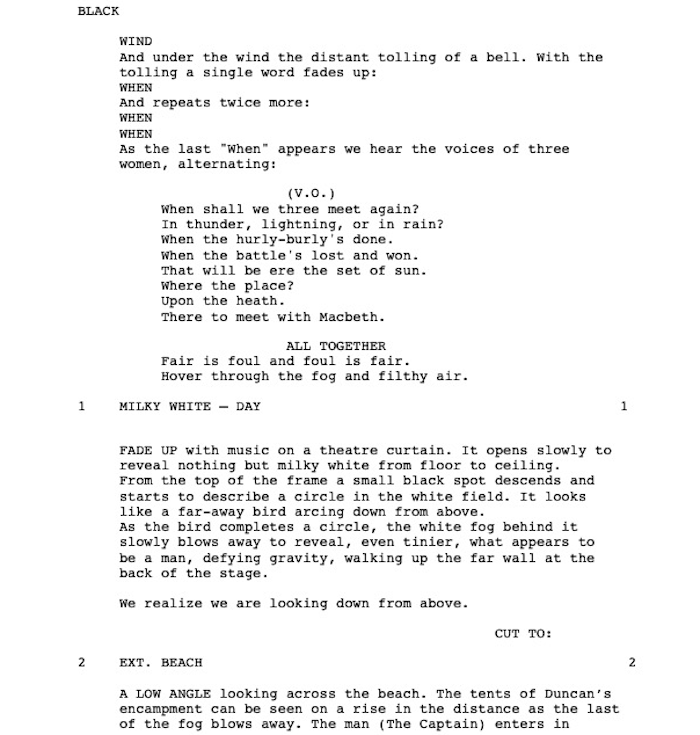 Page One: “The Tragedy of Macbeth” (2021)