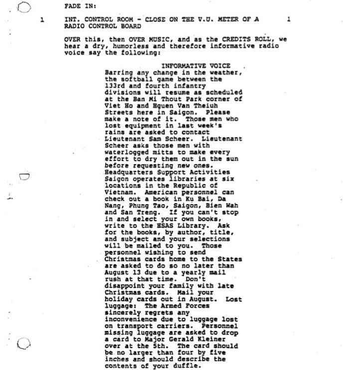 Page One: “Good Morning, Vietnam” (1987)