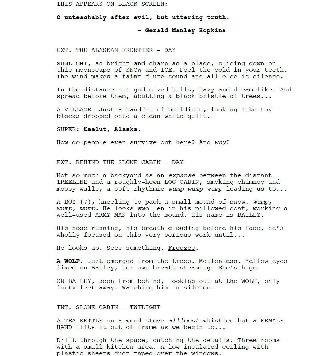 Page One: “Hold the Dark” (2018)