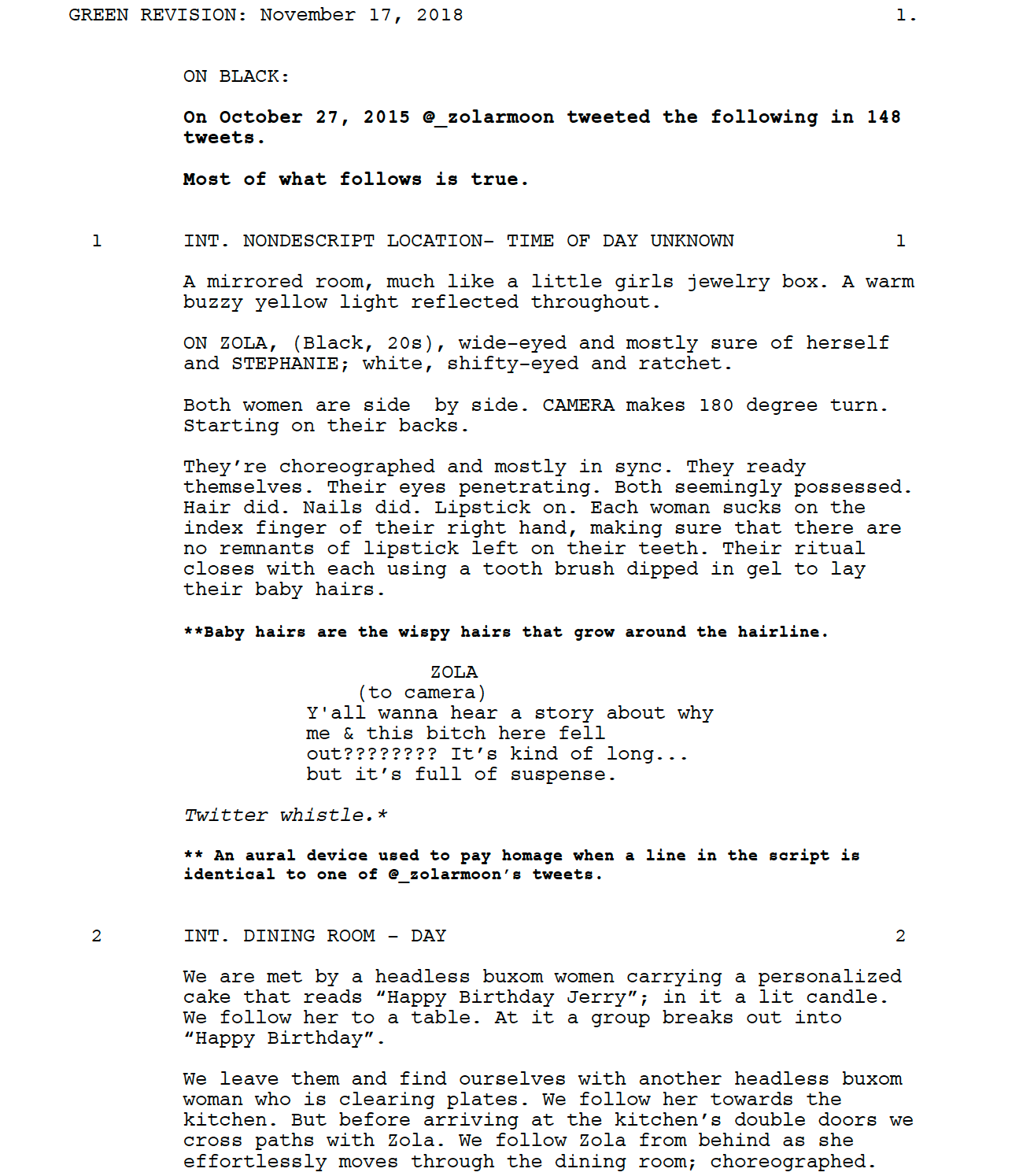 Page One: “Zola” (2020)