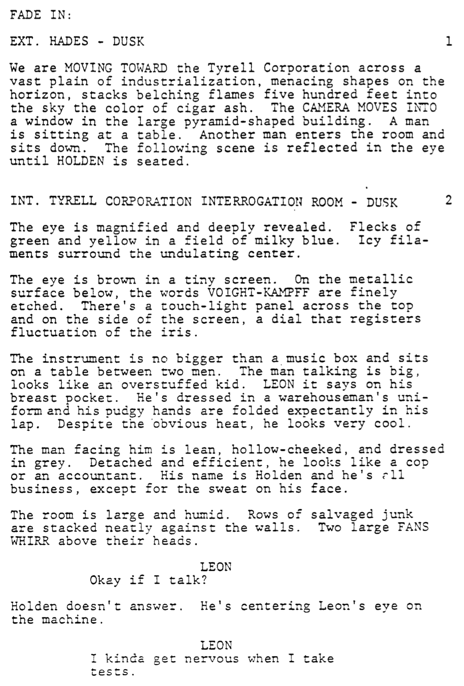 Page One: ‘Blade Runner’ (1982)
