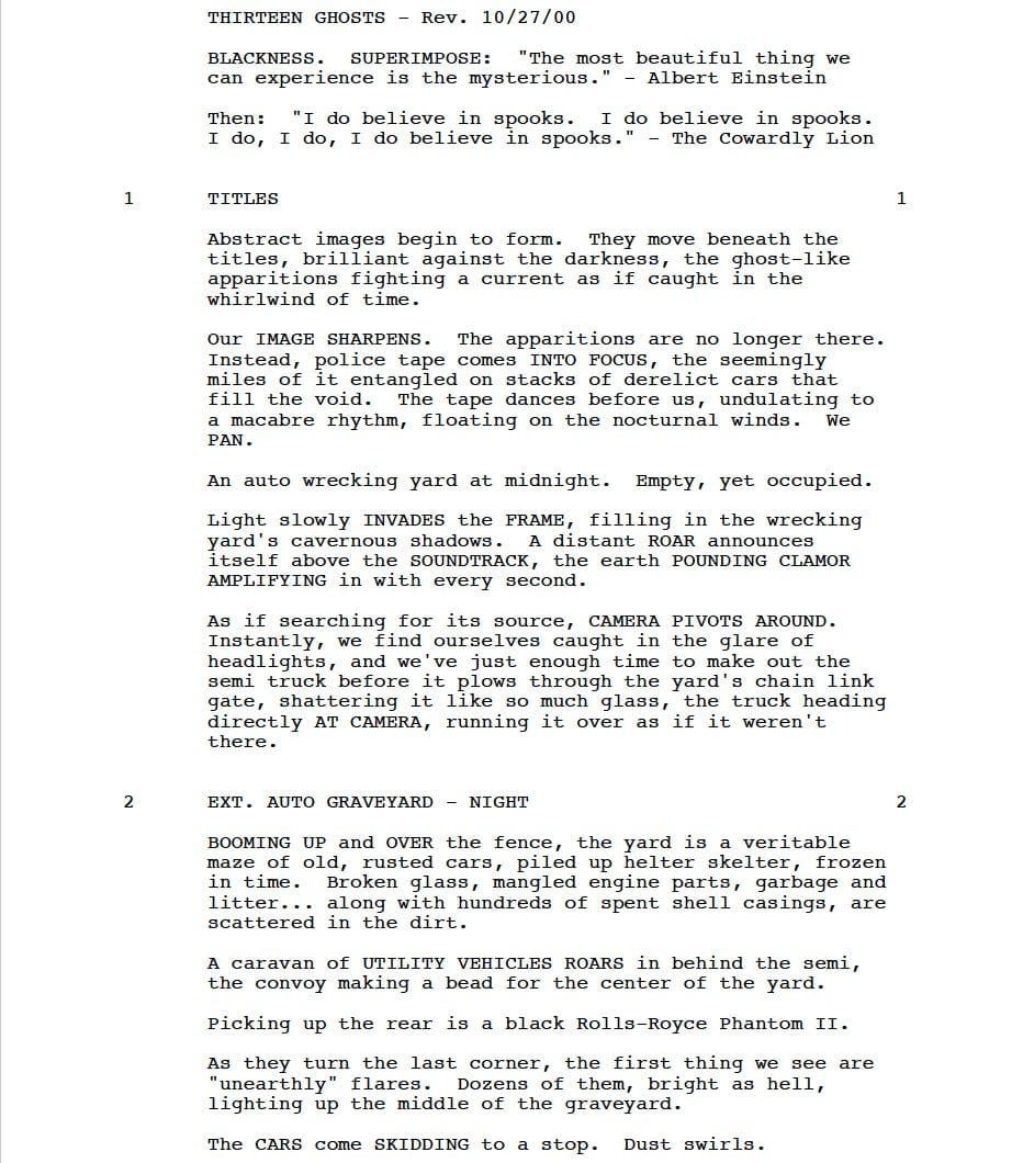 Page One: “Thir13en Ghosts” (2001)