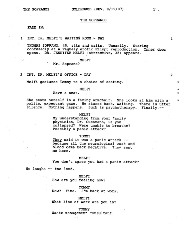 Page One: “The Sopranos”