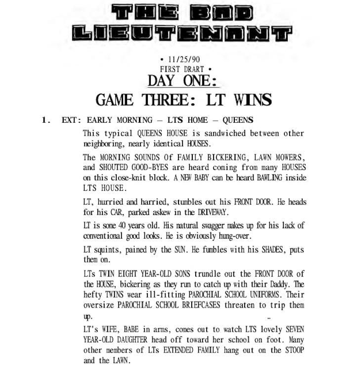 Page One: “Bad Lieutenant” (1992)