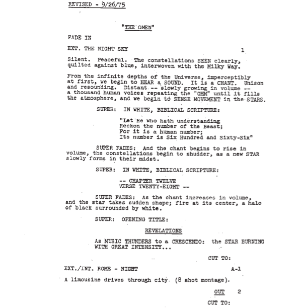 Page One: “The Omen” (1976)