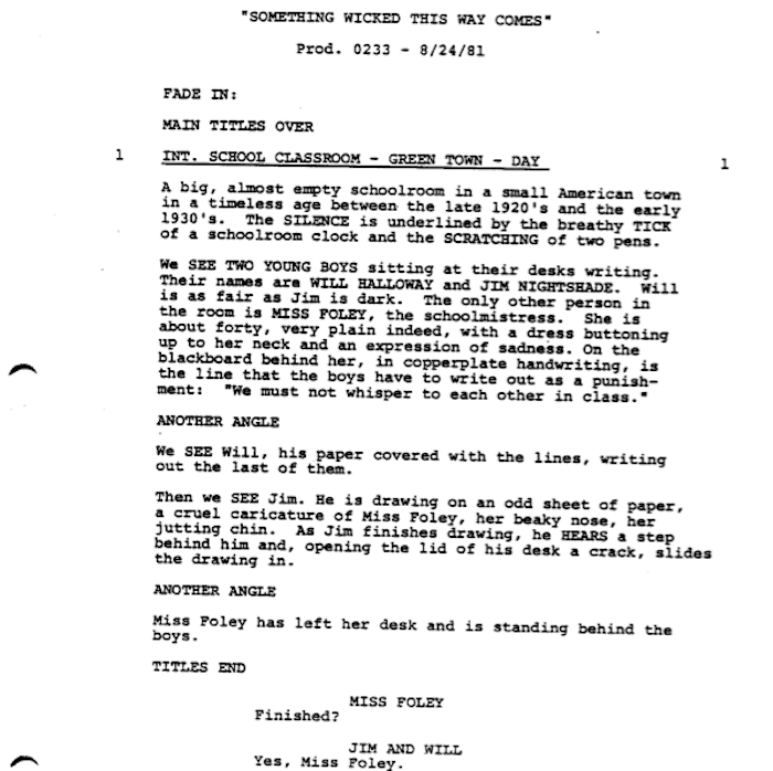 Page One: “Something Wicked This Way Comes” (1983)