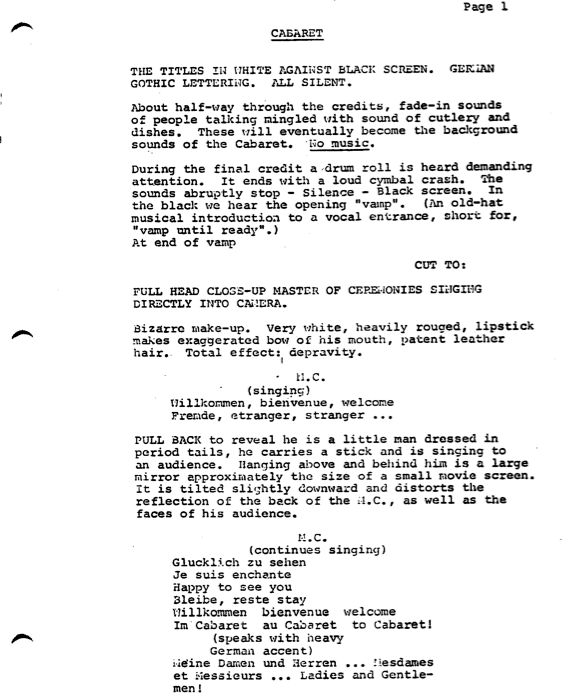 Page One: “Cabaret” (1972)